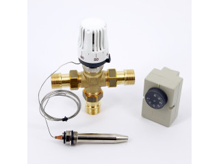 Клапан зональный трехходовой с термоголовкой, погружным датчиком и контактным термостатом EMMETI 3/4