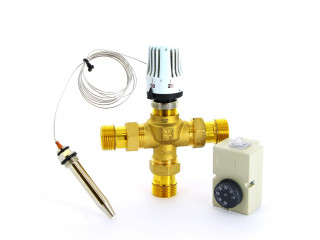 Клапан зональный трехходовой с термоголовкой, погружным датчиком и контактным термостатом EMMETI 1