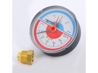 Термоманометр аксиальный с клапаном для монтажа/демонтажа EMMETI 4бар 120 град.C