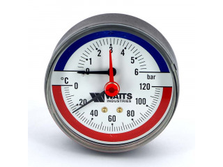 Термоманометр аксиальный F+R818 WATTS Ind 6 бар 120°C 1/2
